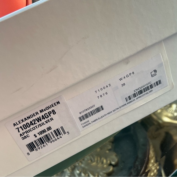FINAL SALE🤍ALEXANDER MCQUEEN apricot satin heeled sandals ❤️ - Picture 15 of 16